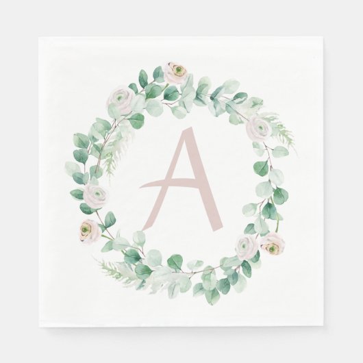 春牡丹リースと文字のカスタマイズ スタンダードランチョンナプキン (正面)