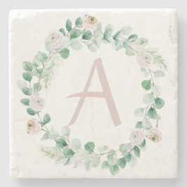 春牡丹リースと文字のカスタマイズ ストーンコースター