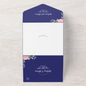 春牡丹結婚ネイビーホワイト オールインワン招待状 (外側)