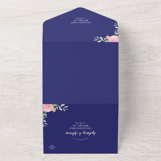 春牡丹結婚海軍の全て一招待状 オールインワン招待状 (外側)