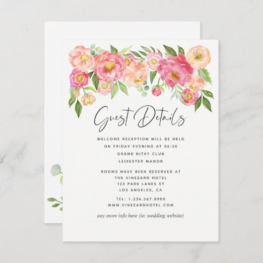 春牡丹花結婚ズゲスト詳細 エンクロージャーカード (正面/裏面)