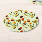春牧草地イエローワイルドフラワーウォータカラー ラウンドペーパーコースター (アングル)