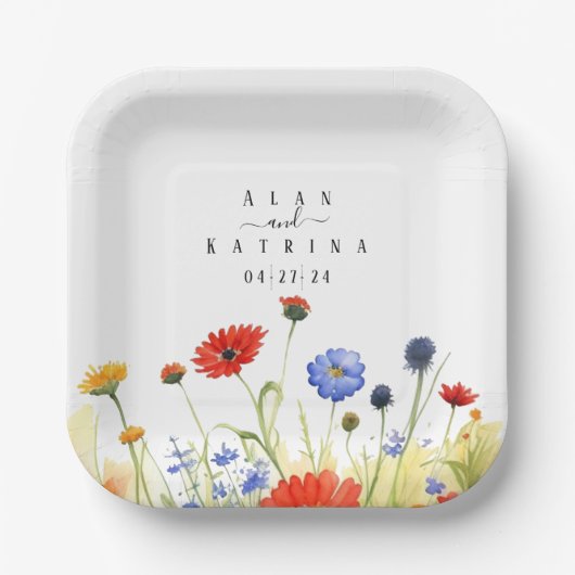 春牧草地ワイルドフラワー ペーパープレート (正面)