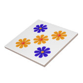 春用の青とオレンジの花 タイル (側面)