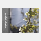 春白さくらんぼ開花枝 キッチンタオル (横)