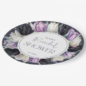 春白黒チューリップブライダルシャワー ペーパープレート (アングル)