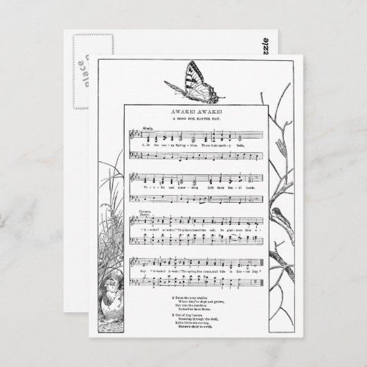 春目覚めの歌と蝶 ポストカード (正面/裏面)