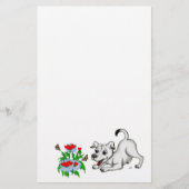 春目覚め、花と蝶と子犬 便箋 (正面)