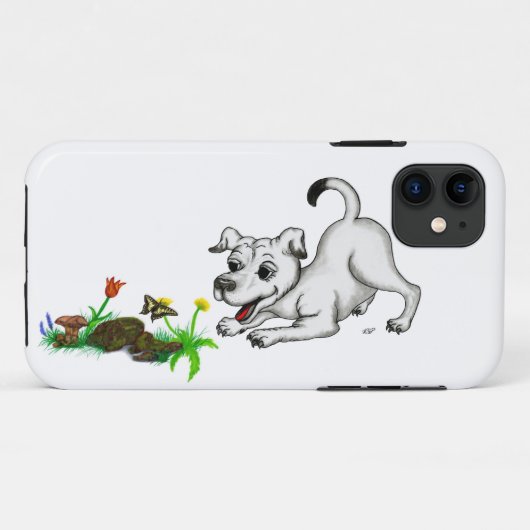 春目覚め、花と蝶と子犬 Case-Mate iPhoneケース (裏面(横))