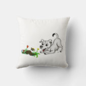 春目覚め、蝶と子犬 クッション (裏面)