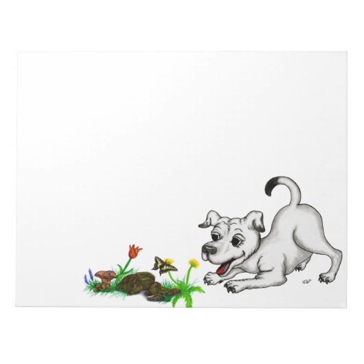 春目覚め、蝶と子犬 ノートパッド (正面)