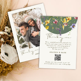 春秋ボホワイルドフラワー開花 お洒落 サンキューカード