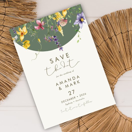 春秋ボホワイルドフラワー開花 お洒落 招待状