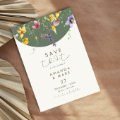 春秋ボホワイルドフラワー開花 お洒落 招待状