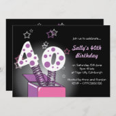 春箱の第40誕生会-ピンク及び紫色 招待状 (正面/裏面)