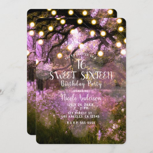春素朴エンチャントフォレストライトスウィート16 招待状 (正面/裏面)