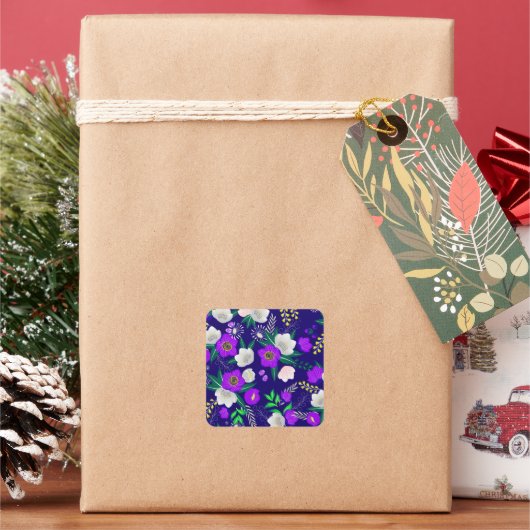 春素朴パンシーフラワーズブーケ スクエアシール (クリスマス)