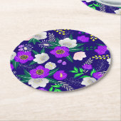 春素朴パンシーフラワーズブーケ ラウンドペーパーコースター (アングル)