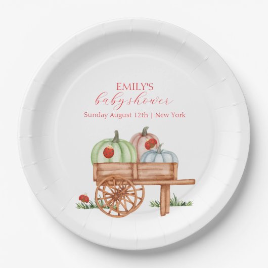 春素朴パンプキモダンンラビバグ赤ちゃんシャワー ペーパープレート (正面)