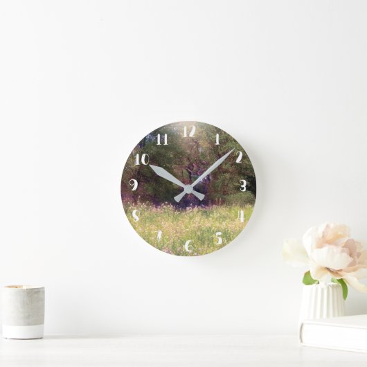 春素朴フローラが魔法をかけた森林樹 ラウンド壁時計 (ホーム)
