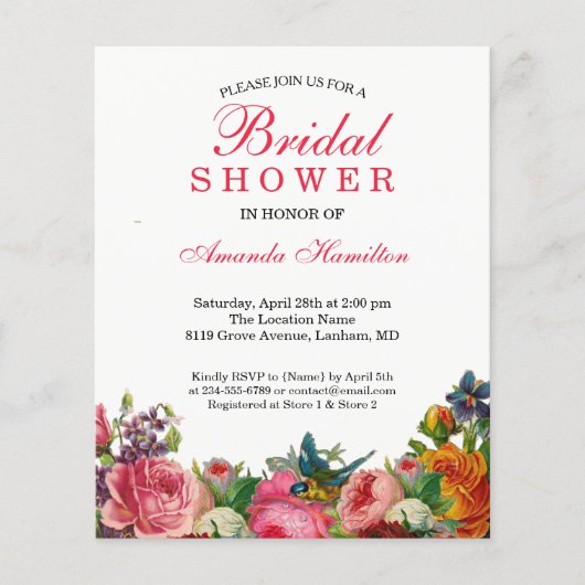 春素朴フローラピンクバードブライダルシャワー (正面)