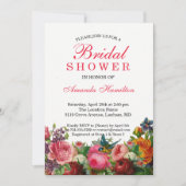 春素朴フローラピンクバードブライダルシャワー 招待状 (正面)