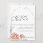 春素朴赤面ピンクフローラとフォトズ結婚ーズ 招待状 (正面)