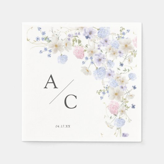 春紫とピンクの野結婚花 スタンダードカクテルナプキン (正面)