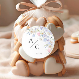 春紫とピンクの野結婚花 ラウンドシール