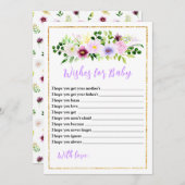 春紫のフローラ赤ちゃんシャワーの願いベビー 招待状 (正面/裏面)