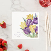 春紫イエローチューリップブライダルシャワー スタンダードカクテルナプキン (インサイチュ)