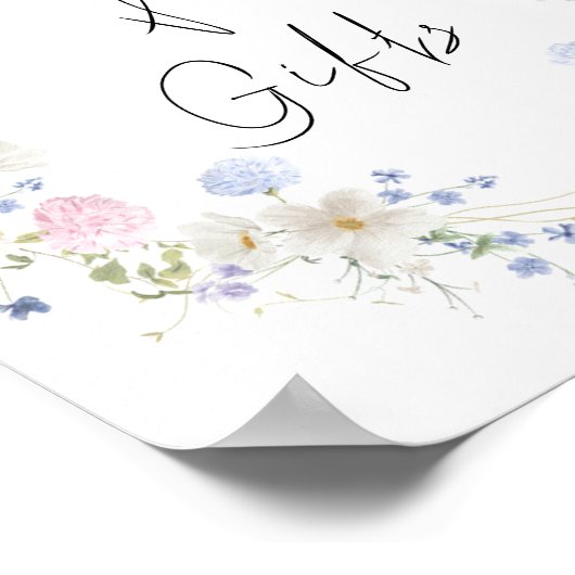 春紫ピンクの野花のカードとギフトサイン ポスター (角)