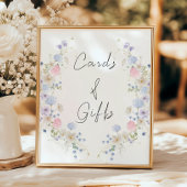 春紫ピンクの野花のカードとギフトサイン ポスター