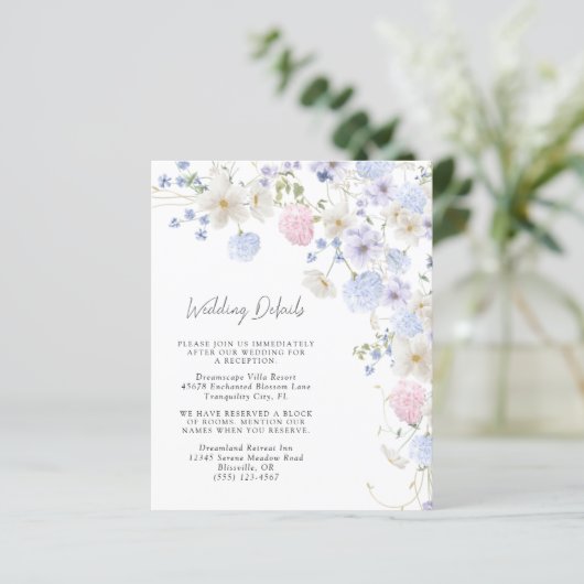 春紫色の結婚ワイルドフラワーのエンクロージャカード (スタンド正面)