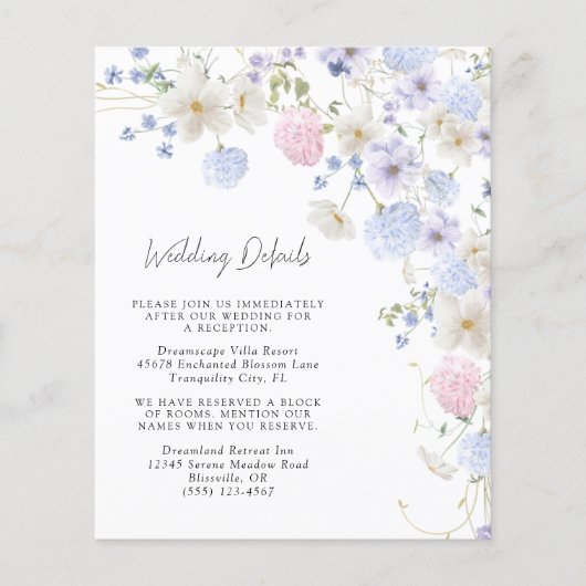 春紫色の結婚ワイルドフラワーのエンクロージャカード (正面)