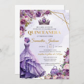 春紫色の花プリンセスドレスキンセアニェラ 招待状 (正面/裏面)
