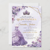 春紫色の花プリンセスドレスキンセアニラ 招待状 (正面)
