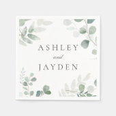 春結婚グリーンリー又は婚約パーティ スタンダードカクテルナプキン (正面)