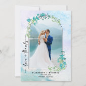 春結婚山の感謝フォトカード セーブザデート (正面)