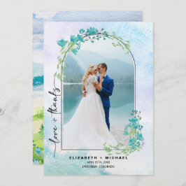 春結婚山の感謝フォトカード セーブザデート