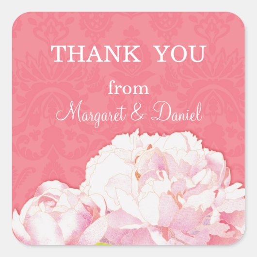 春結婚牡丹のお願い スクエアシール (正面)