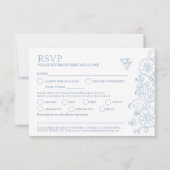 春結婚蝶の食事オプション中青灰色 出欠カード (裏面)