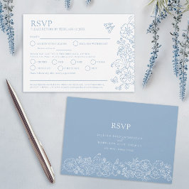 春結婚蝶の食事オプション青い灰色 出欠カード