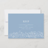 春結婚蝶の食事オプション青い灰色 出欠カード (正面)