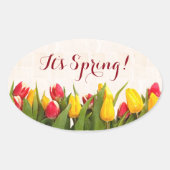 春絵を描チューリップ 楕円形シール (正面)