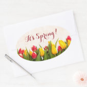 春絵を描チューリップ 楕円形シール (封筒)