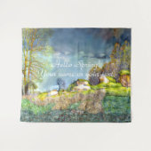 春絵を描雷雨の水彩織 タペストリー (正面(横))