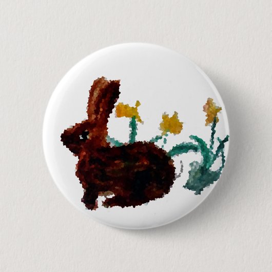 春絵画のダフォジルウサギ 缶バッジ (正面)