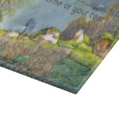 春絵画雷雨の水色 カッティングボード (角)