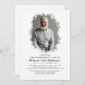 春緑の葉影の葬儀写真 招待状 (正面/裏面)